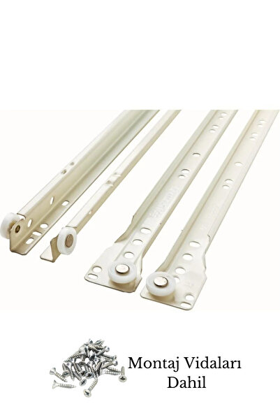 HOBİDABİ Klasik Kızaklı Çekmece Rayı Beyaz 50 Cm Çekmece Rayları Beyaz