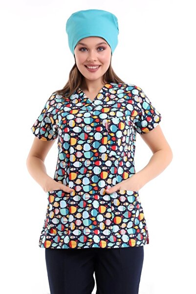 Bilenn Tekstil بلوزة فردية منقوشة بأكمام الخفاش - 5001 سمكة