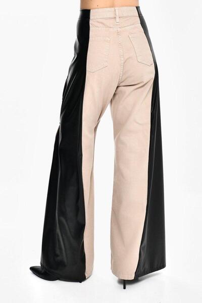 DQMANE Design Leather and Zipper Detail Trousers
