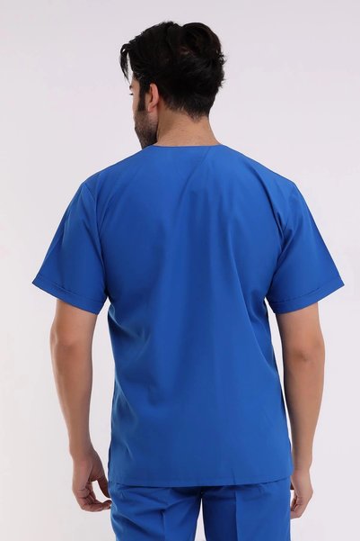 Bilenn Tekstil Top pentru bărbați din Lycra cu guler plic - 6411 Saks Blue