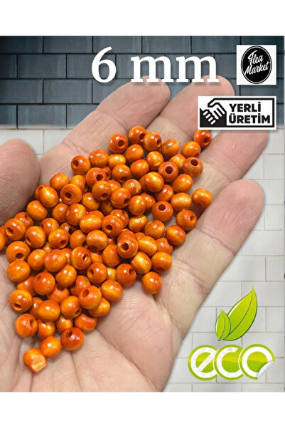 Artdeco 6 мм помаранчеві дерев'яні намистини (25 грам, в середньому 175 штук)...