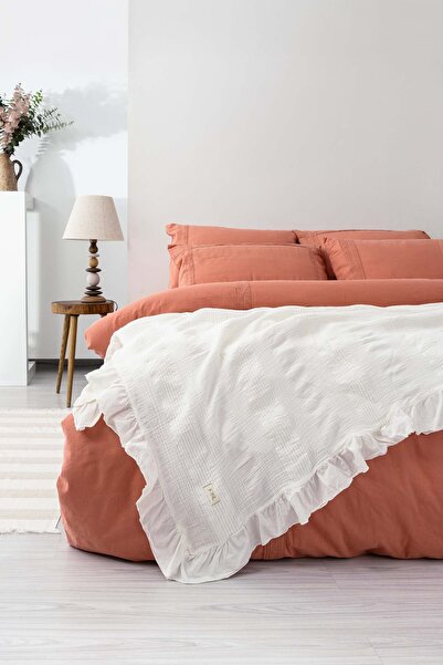 JOJOMIA Belle Çift Kişilik Yatak Örtüsü 240x260 Krem