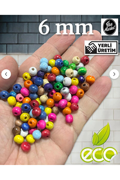 Artdeco 6 mm drvene perle u različitim bojama (25 grama, u proseku 315 komada...