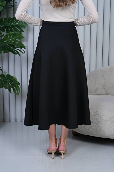 VOICTEC Fusta evazată din Lycra cu talie elastică Puff Scuba