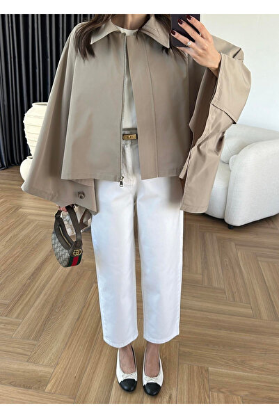 My Blog Khaki Cape Style Trench Coat - 7603