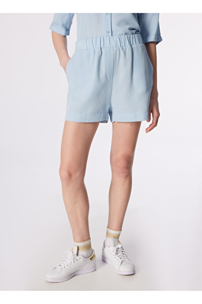 Fabrika Açık Mavi Kadın Lastikli Basic Keten Şort FRANKI