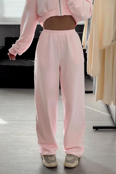 Madmext Pink Wide Leg Basic Women's Sweatpants Mg2553