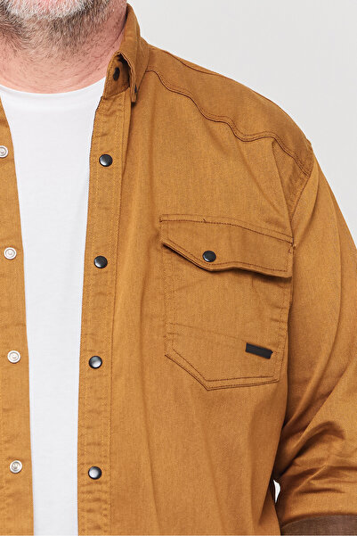 YXC Trend Maker Чоловіча сорочка Slim Fit Чоловіча джинсова сорочка Гірчиця 110-115 КІЛО 5XL ПІДХОДИТЬ