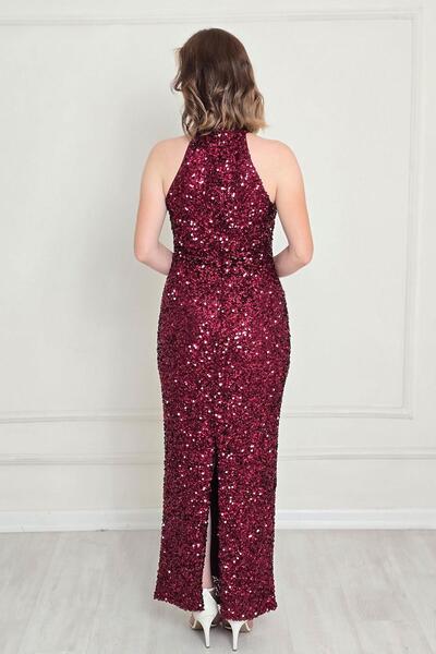 Yonca Moda Evi Bordo Pulpayet Dikyaka Midiboy Abiye 1001