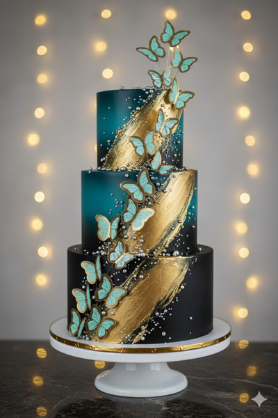 Deniz Party Store Varaklı Yeşil 3 D 21 Li Kelebek Sticker Balon Pasta Süsü