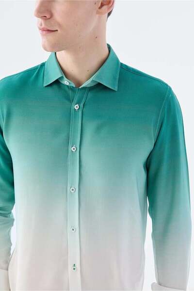 Jakamen Green Comfort Fit Button Collar Easy-Iron Shirt