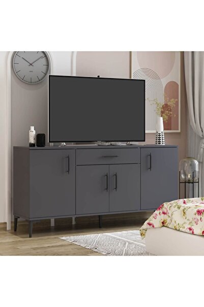 Betroya Laura Konsol Antrasit , Tv Sehpası, Tv Ünitesi, Kahve Köşesi, Gümüşlük, Çok Amaçlı Dolap