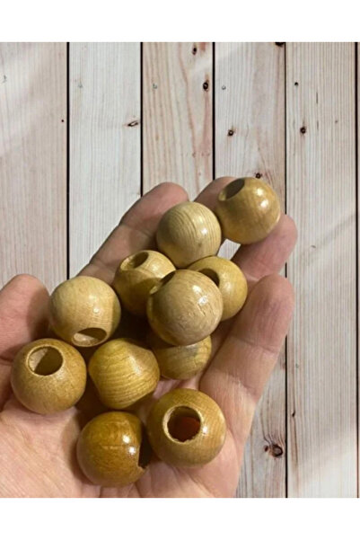 Artdeco 24 mm Varnished Wooden Beads (12 Pieces) Round Macrame Bag Design