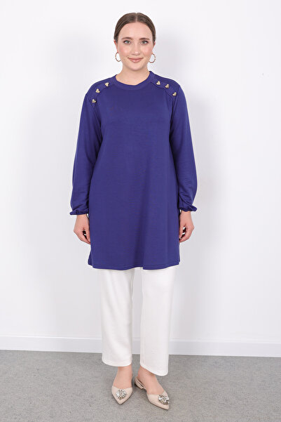 Linvey Kristal Günlük Gold Kalpli Düğmeli Yazlık İnce Penye Kumaş Geniş Kalıp...