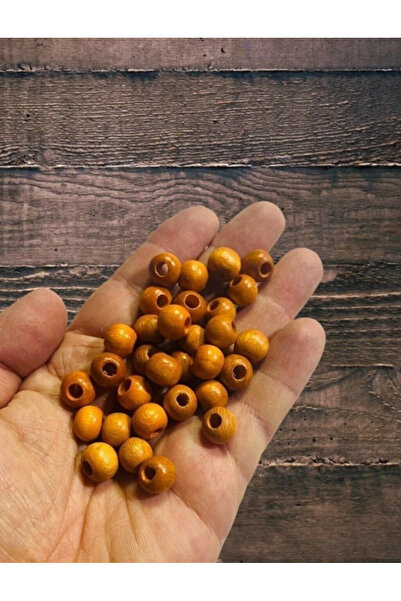 Artdeco 10mm Orange Wooden Beads (50 Gr, Average 135 Pieces) Wide Hole Diameter 4mm Macrame Bag Bracelet Jewelry