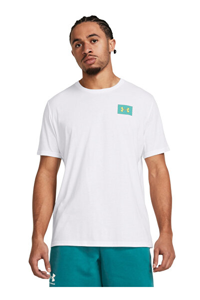 Under Armour 1382828-100 UA Color Block Logo LC Beyaz Erkek Bisiklet Yaka Ove...