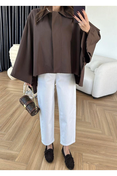 My Blog Kahverengi Pelerin Model Trençkot - 7603