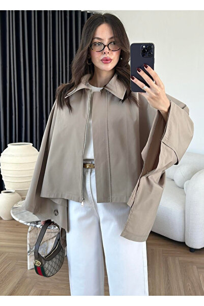 My Blog Khaki Cape Style Trench Coat - 7603
