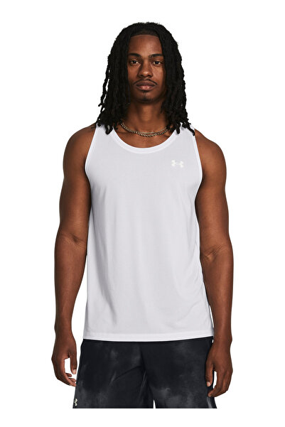 Under Armour 1382585-100 UA Launch Singlet Beyaz Erkek Klasik Yaka Oversize Atlet