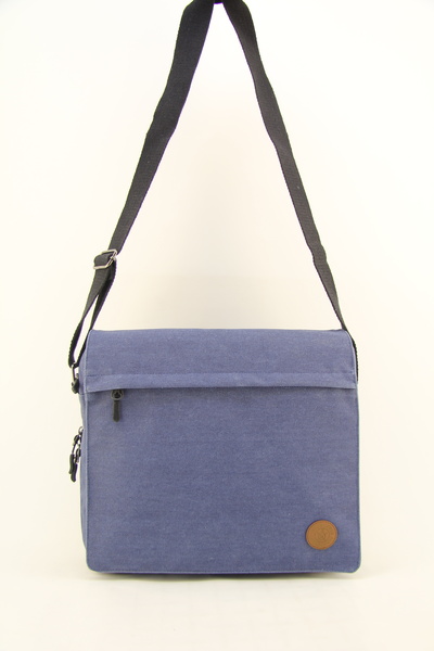 QUB CLUB Canvas Blue Waterproof Gusseted Postman Business School Briefcase Street Bag