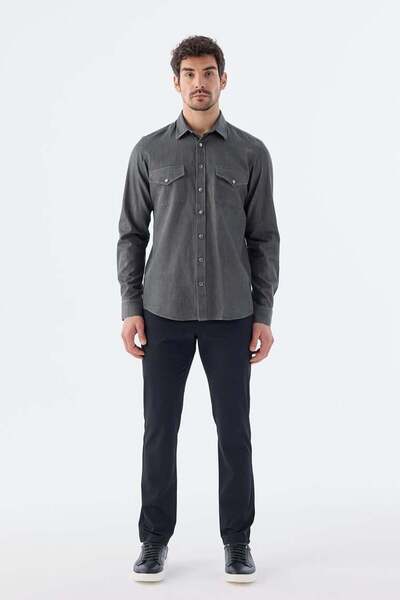 Jakamen Black Comfort Fit Pocket Snap Fastener 100% Cotton Denim Shirt