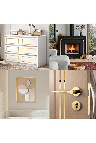 MaffStuff Bandă decorativă autoadezivă auriu din oțel inoxidabil nichelat pentru pereți și mobilă MaffStuff®