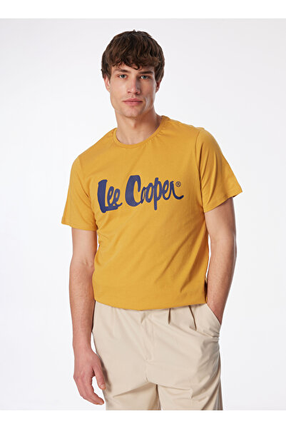 Lee Cooper Men's Round Collar Yellow T-Shirt 242 LCM242017 LONDONLOGO SAFRAN
