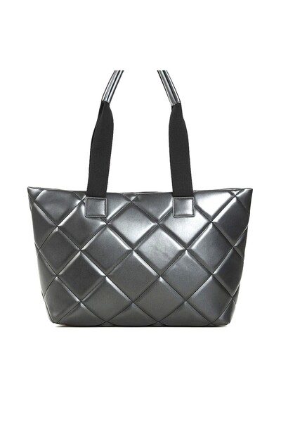 Ksburda Omuz Çantası Gümüş Gri Kapitone Baklava Desenli Büyük Boy El Ve Omuz ...