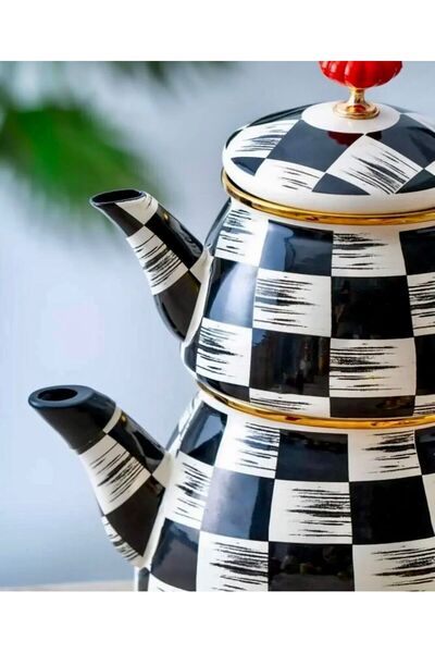 Santara Acar Qualita King Dama Decor Enamel Teapot Set