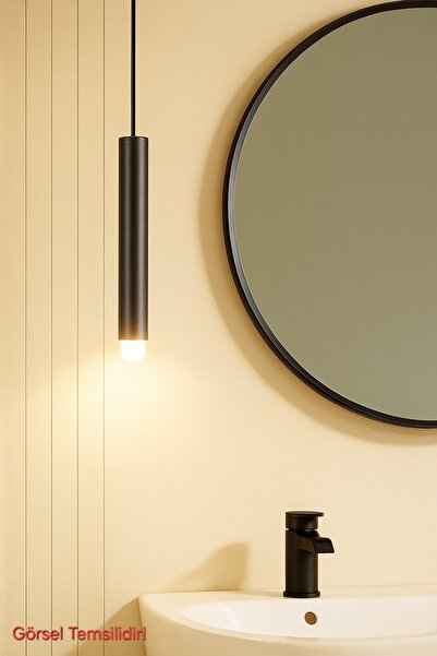 Bozyaka Aydınlatma Sarissa Dekoratif Metal Tavan Siyah Sarkıt Tekli Modern Av...