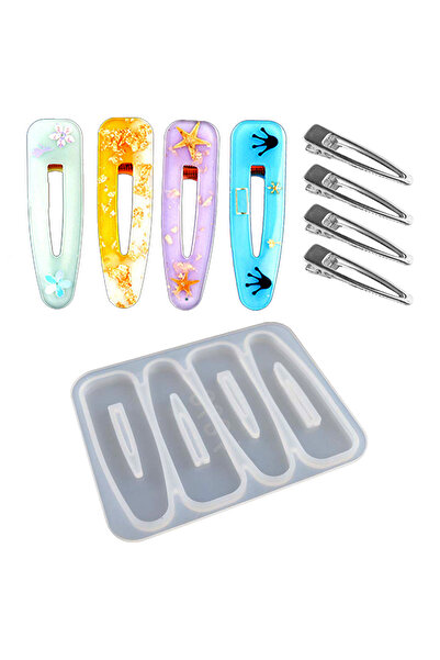 Getshopmini قالب مشبك متعدد من الإيبوكسي، قالب مشبك بيضاوي من السيليكون 7 سم