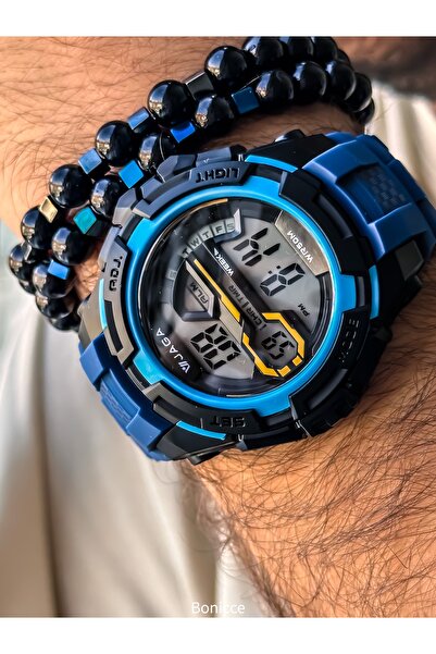 Jaga Su Geçirmez Kronometreli Lacivert Dijital Erkek Kol Saati