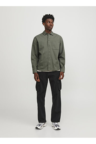Jack & Jones Haki Erkek Relaxed Fit Gömlek JCOCOLLECTIVE ZAC OVERSHIRT LS SN