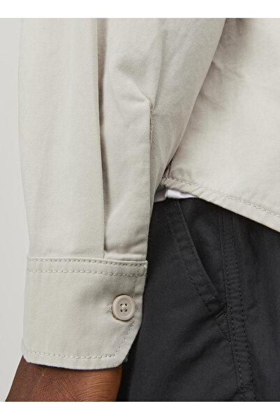 Jack & Jones Relaxed Krem Erkek Gömlek JCOCOLLECTIVE ZAC OVERSHIRT LS SN