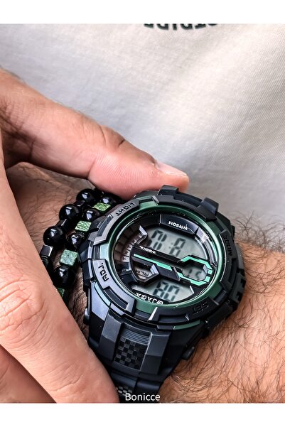 Jaga Siyah Silikon Kordon Su Geçirmez Havuz Deniz Kullanımına Uyumlu Garantili Dijital Kol Saati