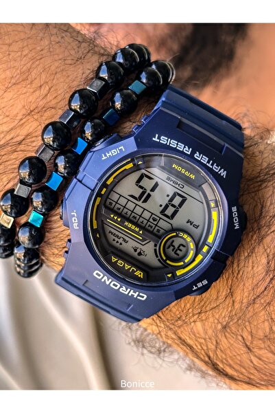 Jaga Waterproof, with stopwatch, suitable for pool use, dark blue Sports Digital Men's Wristband