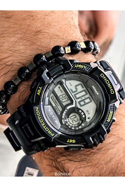 Jaga Black Silicone Band, Waterproof (Suitable for Pool, Sea Use) Digital Sports Wristwatch