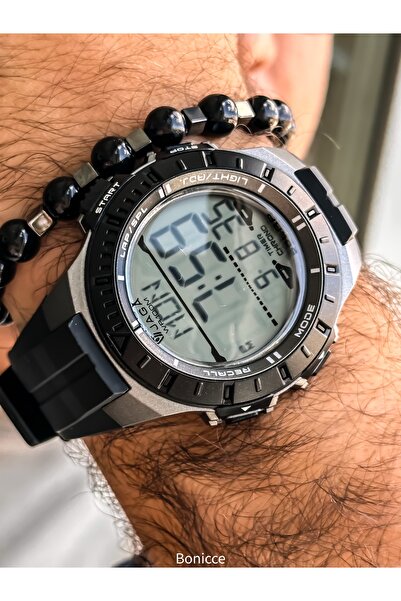 Jaga Black Silicone Band, Waterproof (Suitable for Pool, Sea Use) Digital Sports Wristwatch