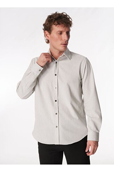 Fabrika Gri Erkek Relaxed Çizgili Gömlek F4SM-GML 0254