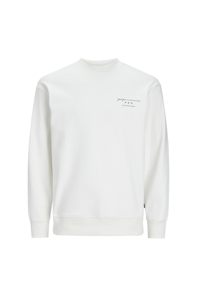 Jack & Jones Dik Yaka Beyaz Erkek Sweatshırt JPRBLASANCHEZ BRANDING SWEAT CREW N