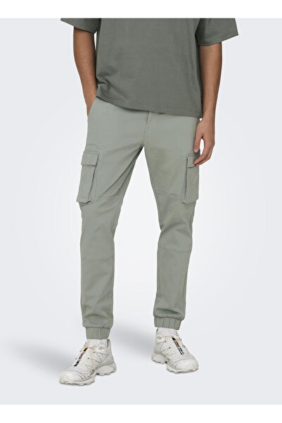 Only & Sons Water Green Men'sCargoTrousers - Elastic Leg,ONSCAMStage,CargoCuff,LIFE6687 N