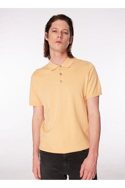 FABRIKA COMFORT Polo Yaka Regular Fit Düz Açık Turuncu Erkek Kazak FC4SM-KZK ...