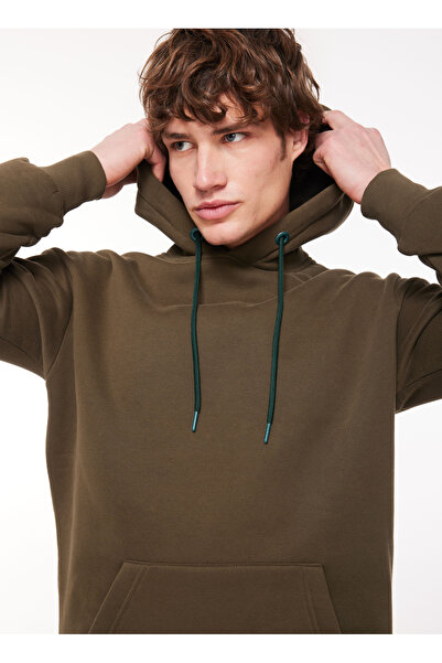 The Crow Hooded Collar Khaki Men's Sweatshirt Tc3912