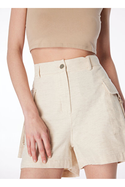 Fabrika Bej Kadın Basic Keten Şort F4SL-SHT0423