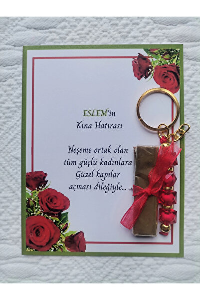 İ&DBABY 100 Adet Kişiye Özel Kına Hatırası Dağıtmalık Hediyelik Kırmızı Anaht...