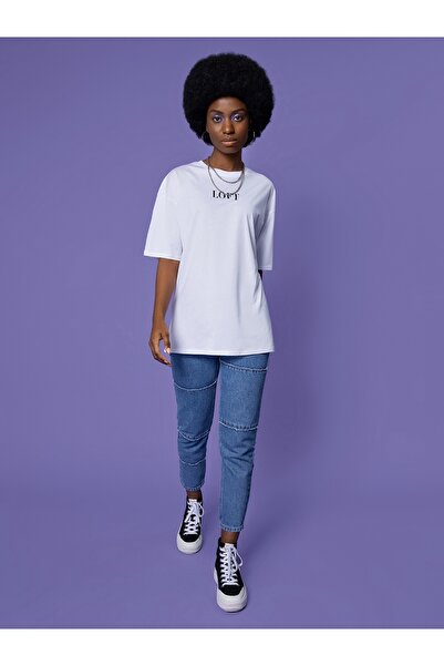 Loft Oversize Γυναικείο Tshirt Σκούρο μανίκι