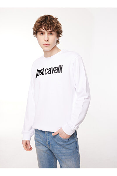 Just Cavalli Bisiklet Yaka Beyaz Erkek Sweatshırt 75OAIT00