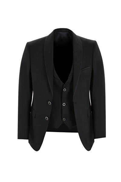 Kiğılı Slim Fit Dar Kesim Şal Yaka Yelekli Smokin & Damatlık