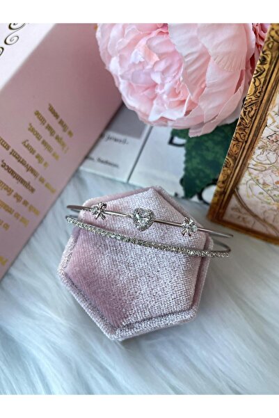 Perry Accesories pembe zirkon taşlı vıp çelik bileklik gema kelebek kalp fiyo...