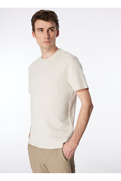 Fabrika Bej Erkek Bisiklet Yaka Relaxed T-Shirt F4SM-TST 0714